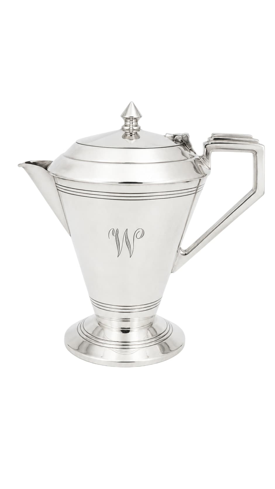 Vintage Art Deco Sterling Silver Coffee Pot - Elegant Geometric Design — photo 1 of 9