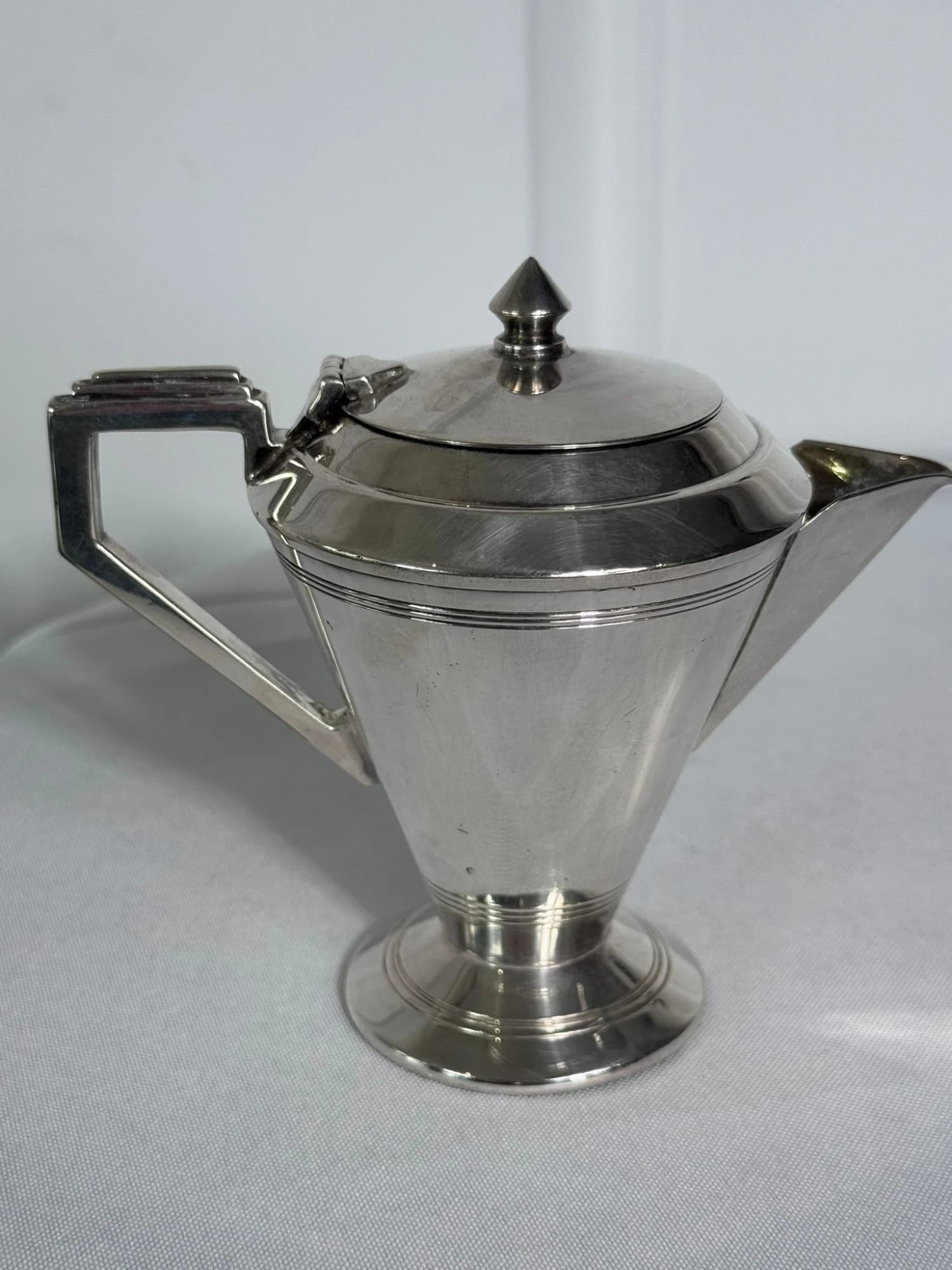 Vintage Art Deco Sterling Silver Coffee Pot - Elegant Geometric Design — photo 7 of 9