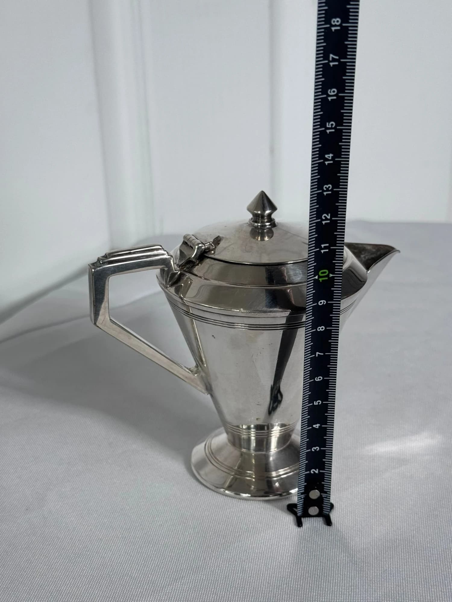 Vintage Art Deco Sterling Silver Coffee Pot - Elegant Geometric Design — photo 8 of 9