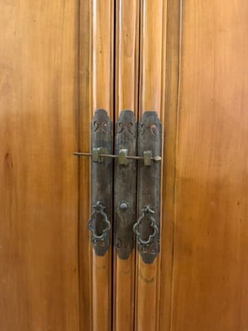 Vintage Asian-Style Wooden Armoire with Brass Hardware Brown — photo 3 of 9