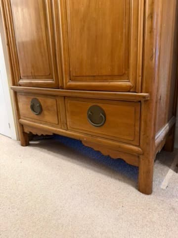 Vintage Asian-Style Wooden Armoire with Brass Hardware Brown — photo 4 of 9
