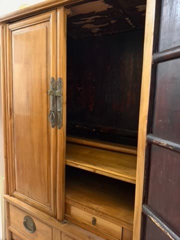 Vintage Asian-Style Wooden Armoire with Brass Hardware Brown — photo 6 of 9