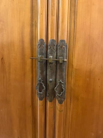 Vintage Asian-Style Wooden Armoire with Brass Hardware Brown — photo 8 of 9