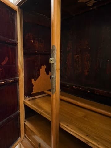 Vintage Asian-Style Wooden Armoire with Brass Hardware Brown — photo 9 of 9