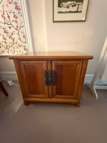 Vintage Asian-Style Wooden Cabinet with Brass Hardware Brown — photo 2 of 6