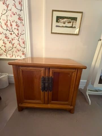 Vintage Asian-Style Wooden Cabinet with Brass Hardware Brown — photo 3 of 6