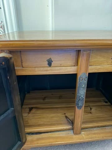 Vintage Asian-Style Wooden Cabinet with Brass Hardware Brown — photo 4 of 6
