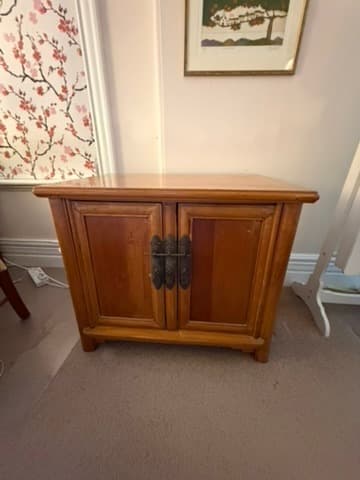 Vintage Asian-Style Wooden Cabinet with Brass Hardware Brown — photo 5 of 6