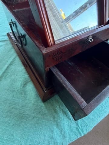Vintage Asian Style Wooden Vanity Makeup Box With Mirror Brown — photo 2 of 6