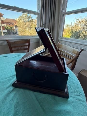 Vintage Asian Style Wooden Vanity Makeup Box With Mirror Brown — photo 3 of 6