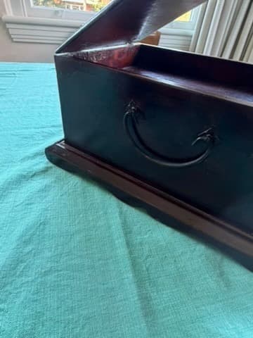 Vintage Asian Style Wooden Vanity Makeup Box With Mirror Brown — photo 5 of 6