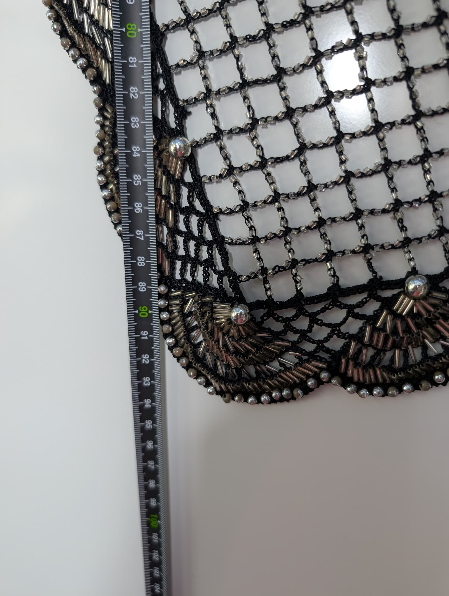Vintage Black Beaded Crochet Triangle Shawl Wrap — photo 6 of 7