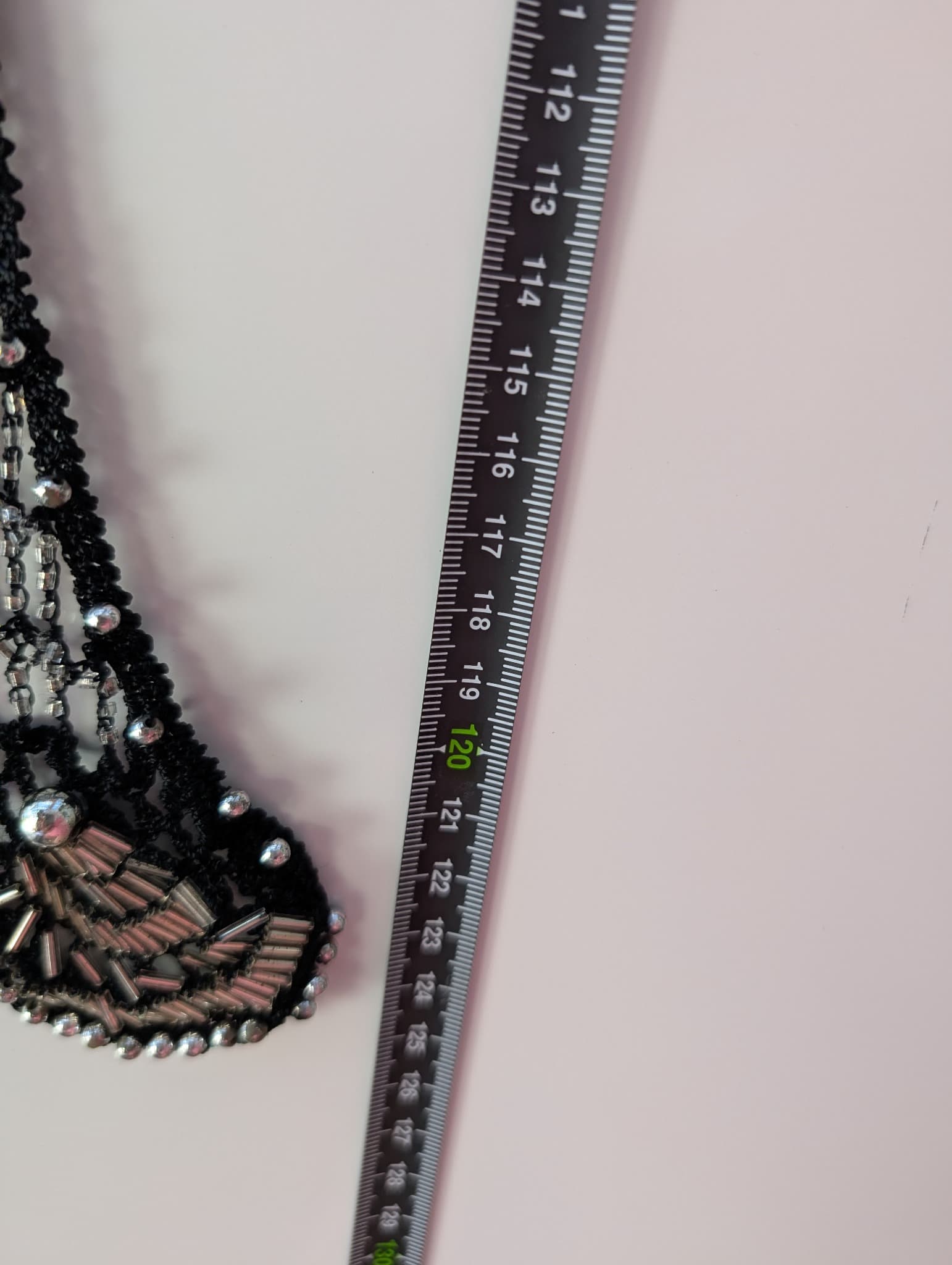 Vintage Black Beaded Crochet Triangle Shawl Wrap — photo 7 of 7
