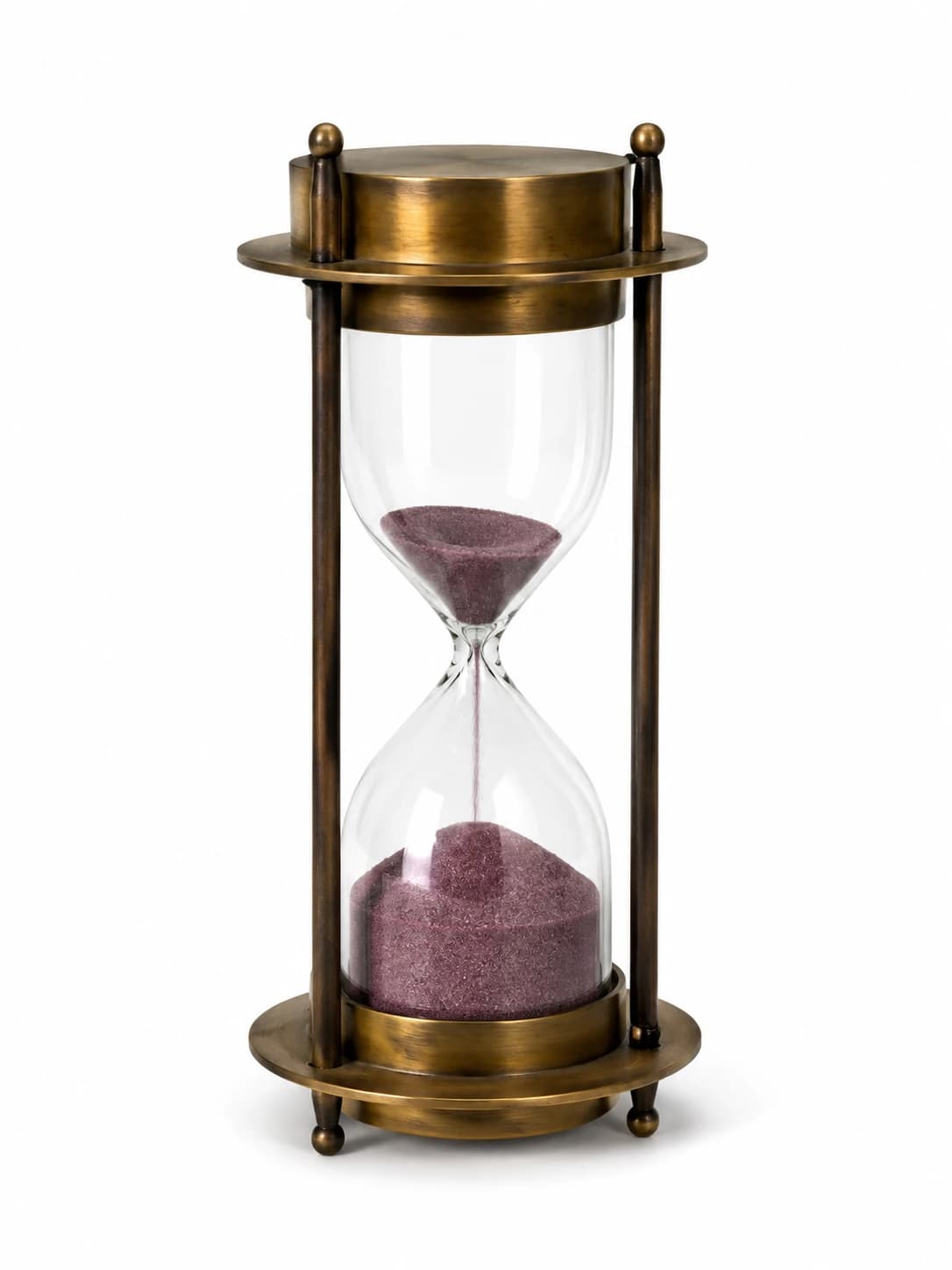 Vintage Brass and Glass Hourglass with Pink Sand - Nautical Decor — photo 1 of 8