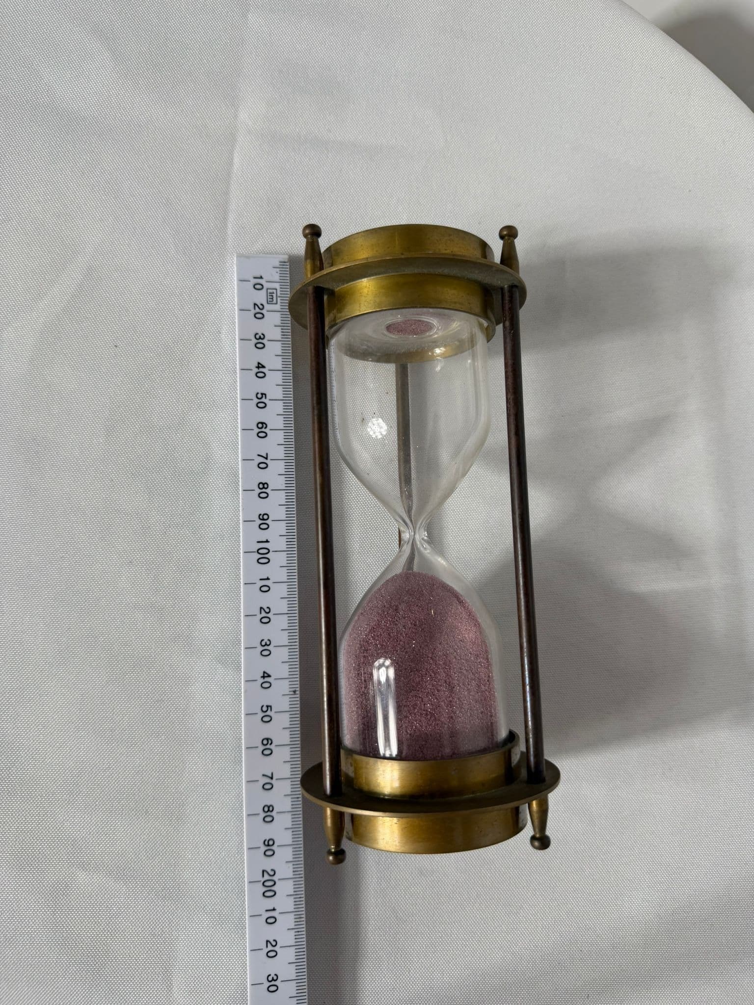 Vintage Brass and Glass Hourglass with Pink Sand - Nautical Decor — photo 4 of 8