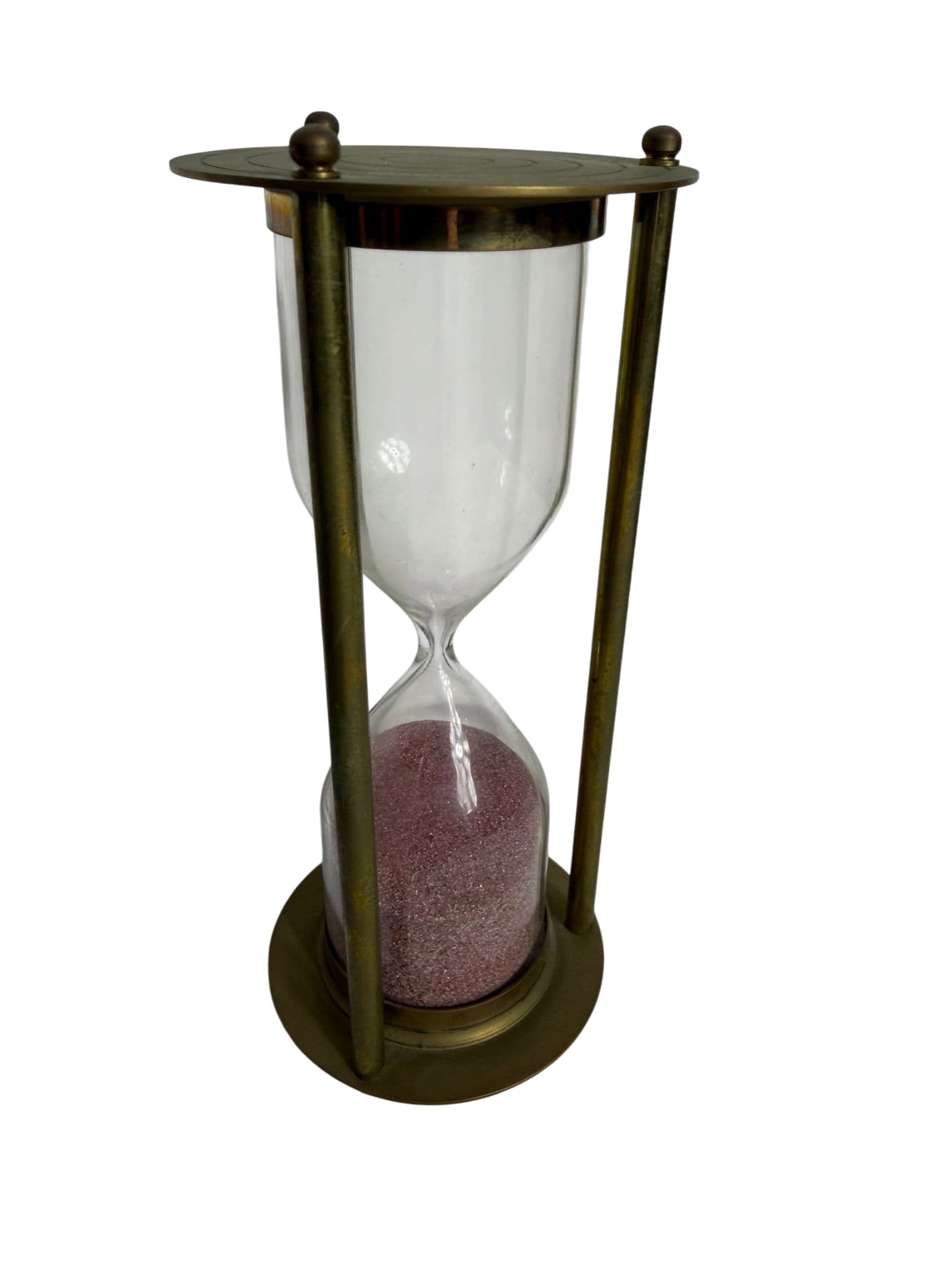 Vintage Brass Hourglass with Pink Sand - Decorative Home Decor — photo 2 of 7