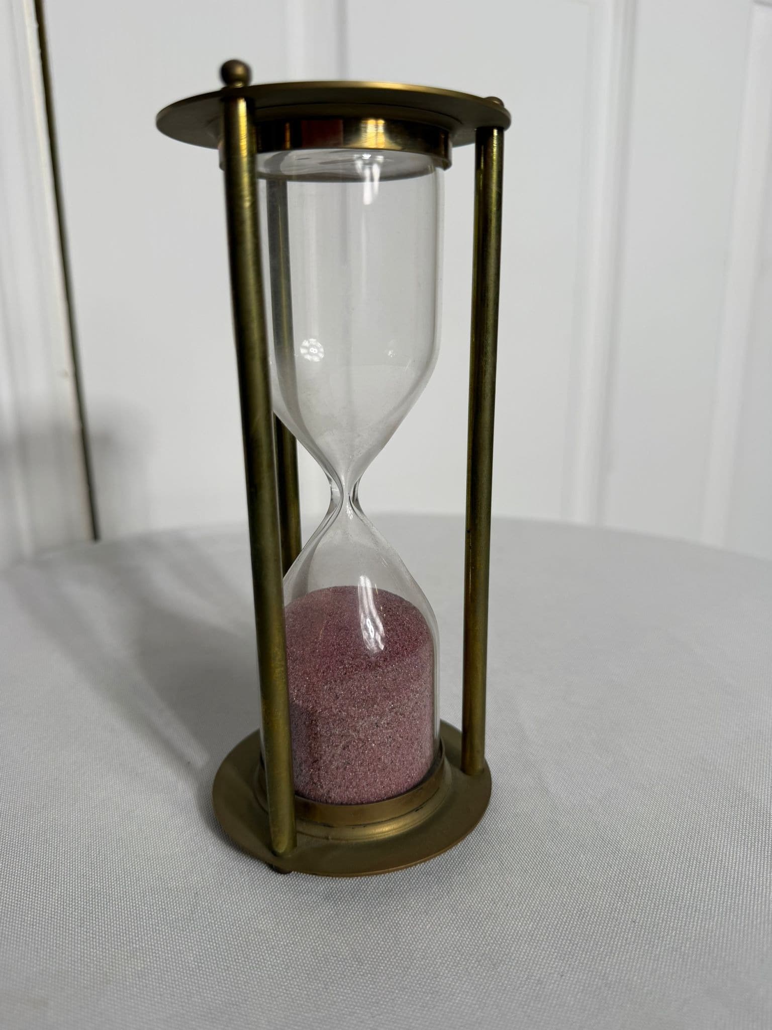 Vintage Brass Hourglass with Pink Sand - Decorative Home Decor — photo 4 of 7