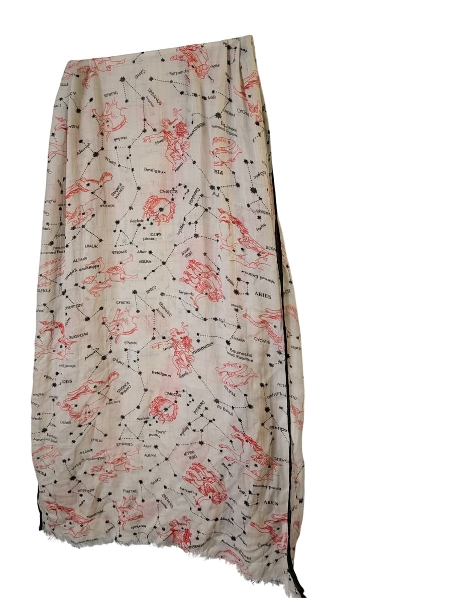 Vintage Celestial Constellation Map Print Scarf Cream & Red — photo 1 of 5