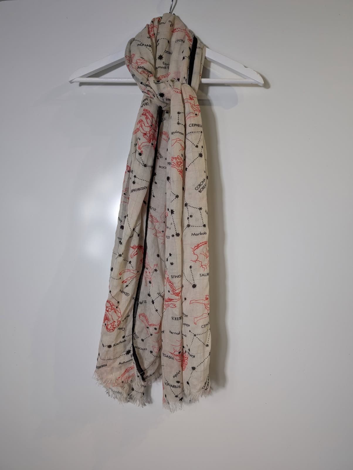 Vintage Celestial Constellation Map Print Scarf Cream & Red — photo 4 of 5
