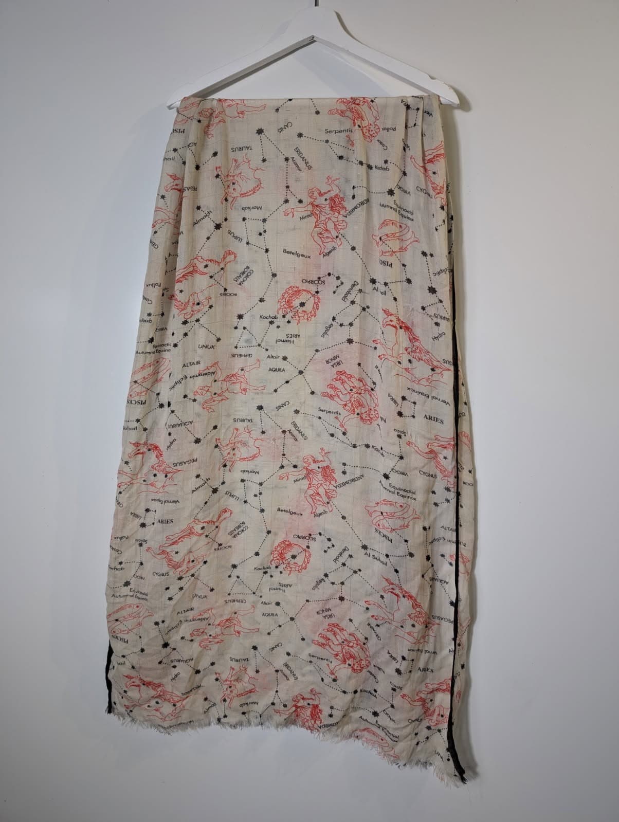 Vintage Celestial Constellation Map Print Scarf Cream & Red — photo 5 of 5