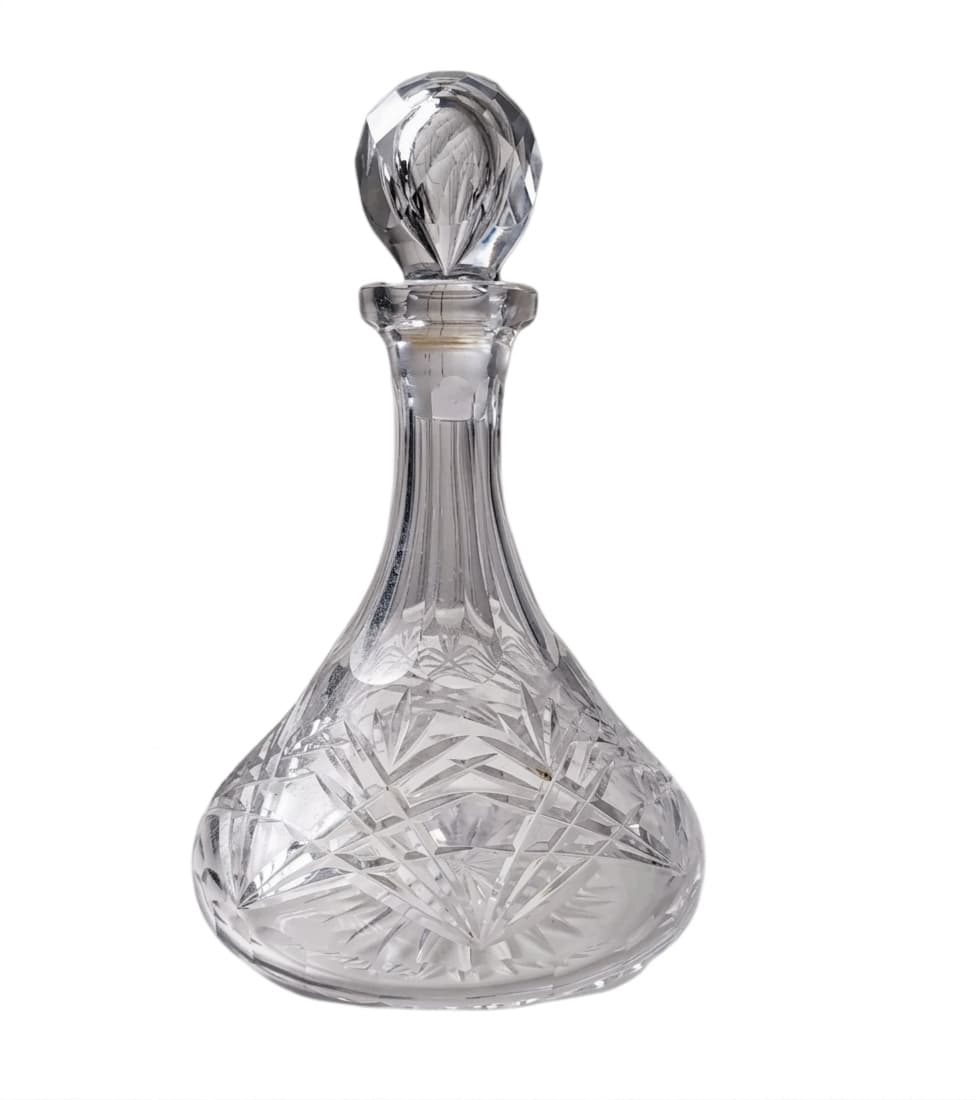 Vintage Cut Crystal Glass Decanter - Hobstar & Pinwheel Pattern — photo 1 of 10