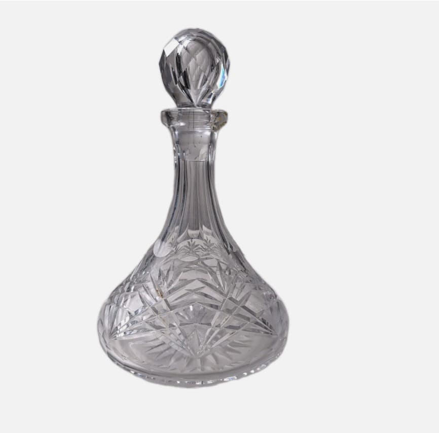 Vintage Cut Crystal Glass Decanter - Hobstar & Pinwheel Pattern — photo 3 of 10