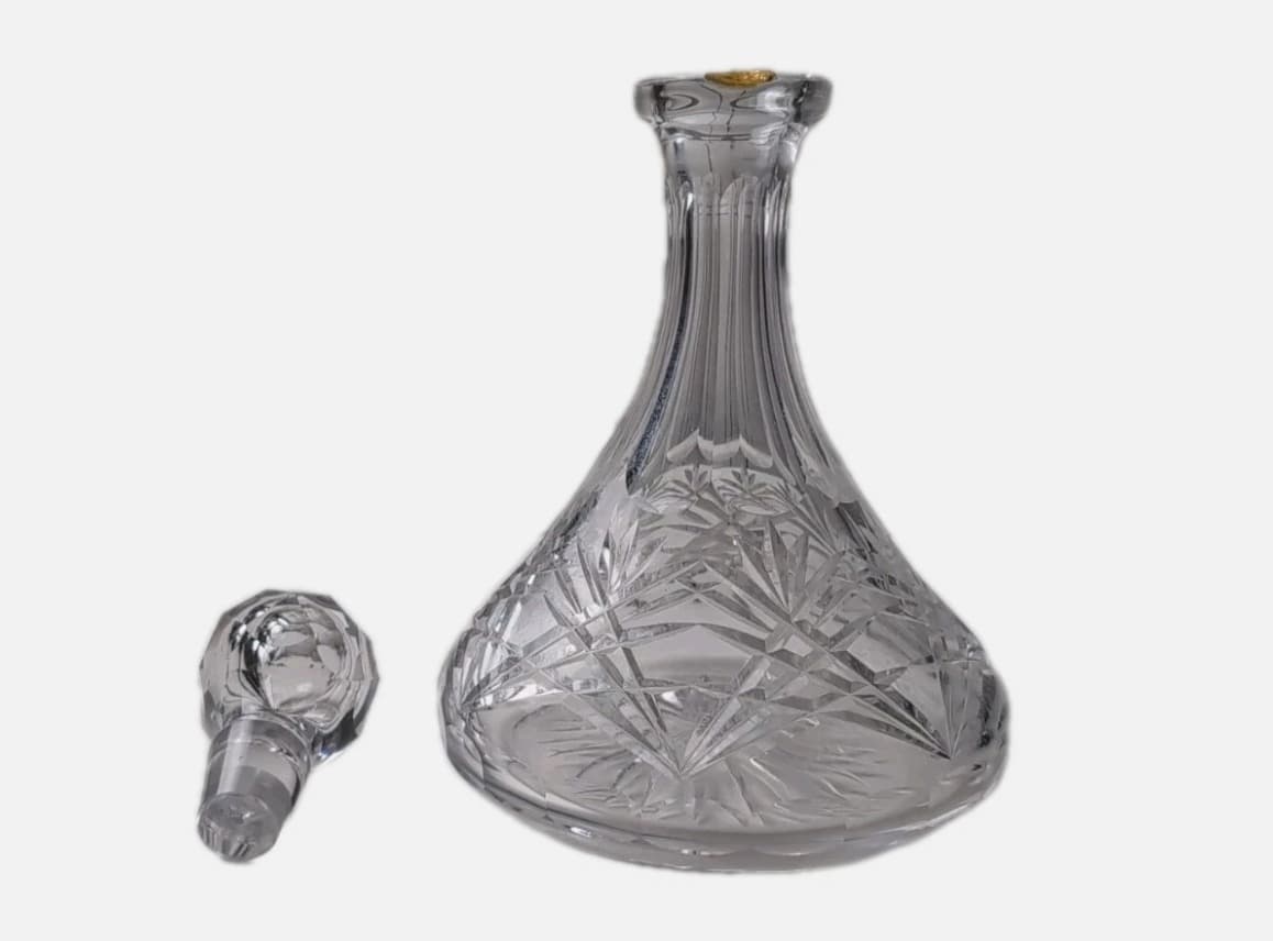Vintage Cut Crystal Glass Decanter - Hobstar & Pinwheel Pattern — photo 9 of 10