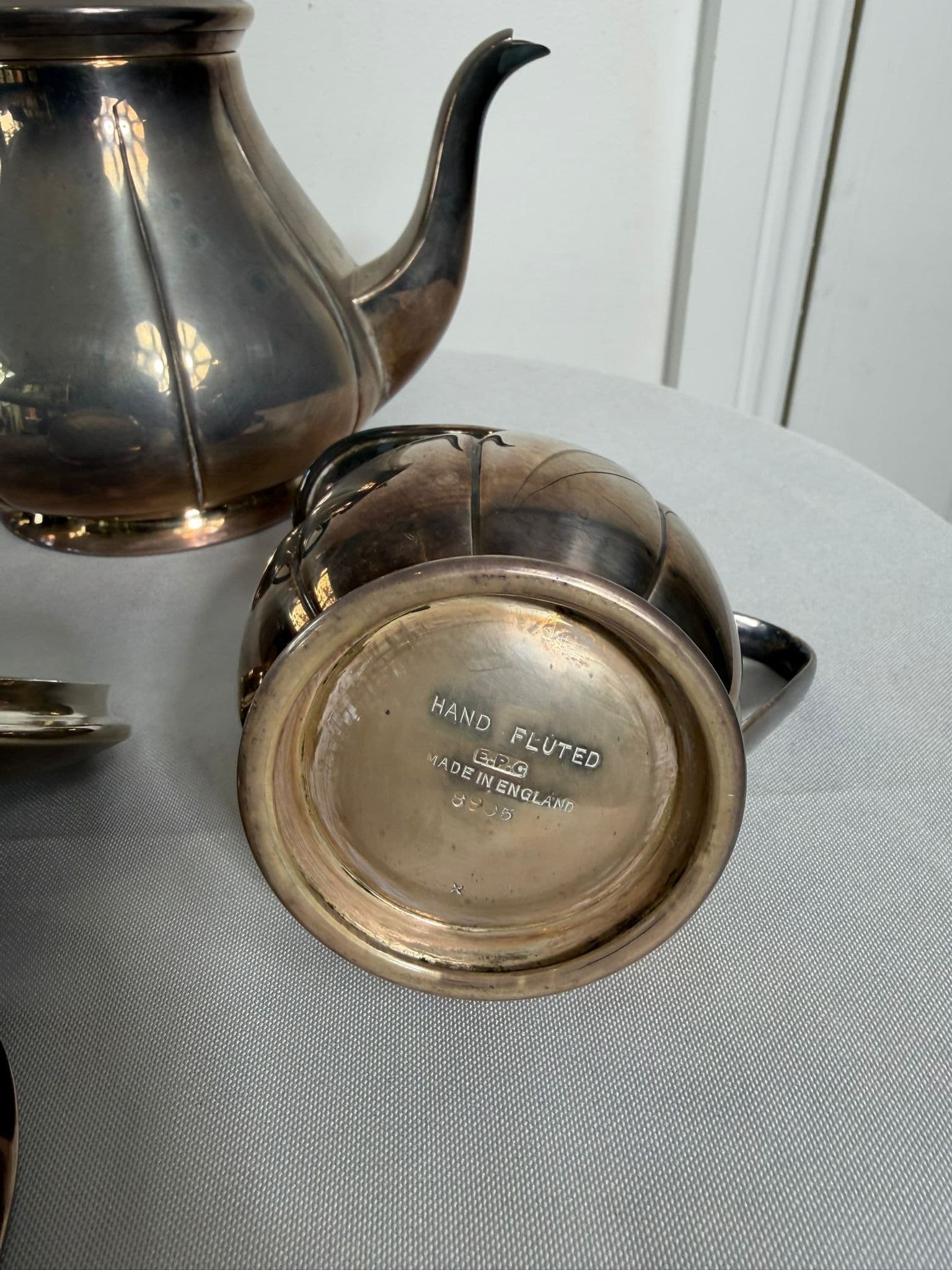 Vintage EPNS Silver Plated Tea Service Set Hand Fluted — photo 3 of 13