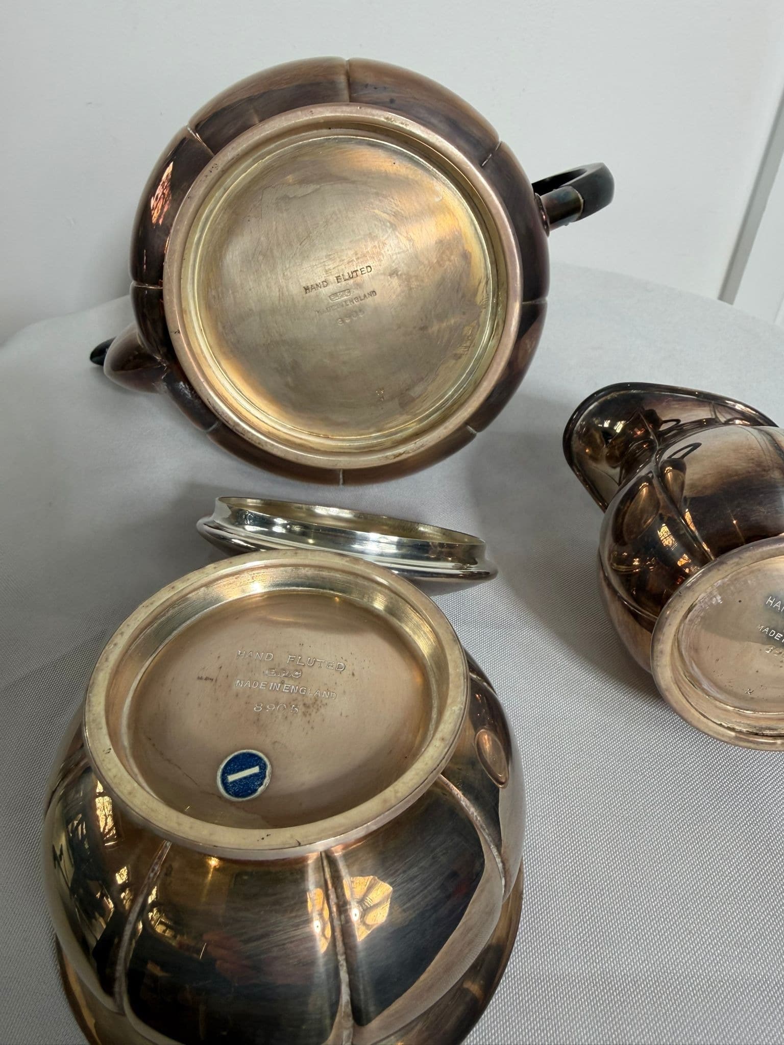 Vintage EPNS Silver Plated Tea Service Set Hand Fluted — photo 5 of 13