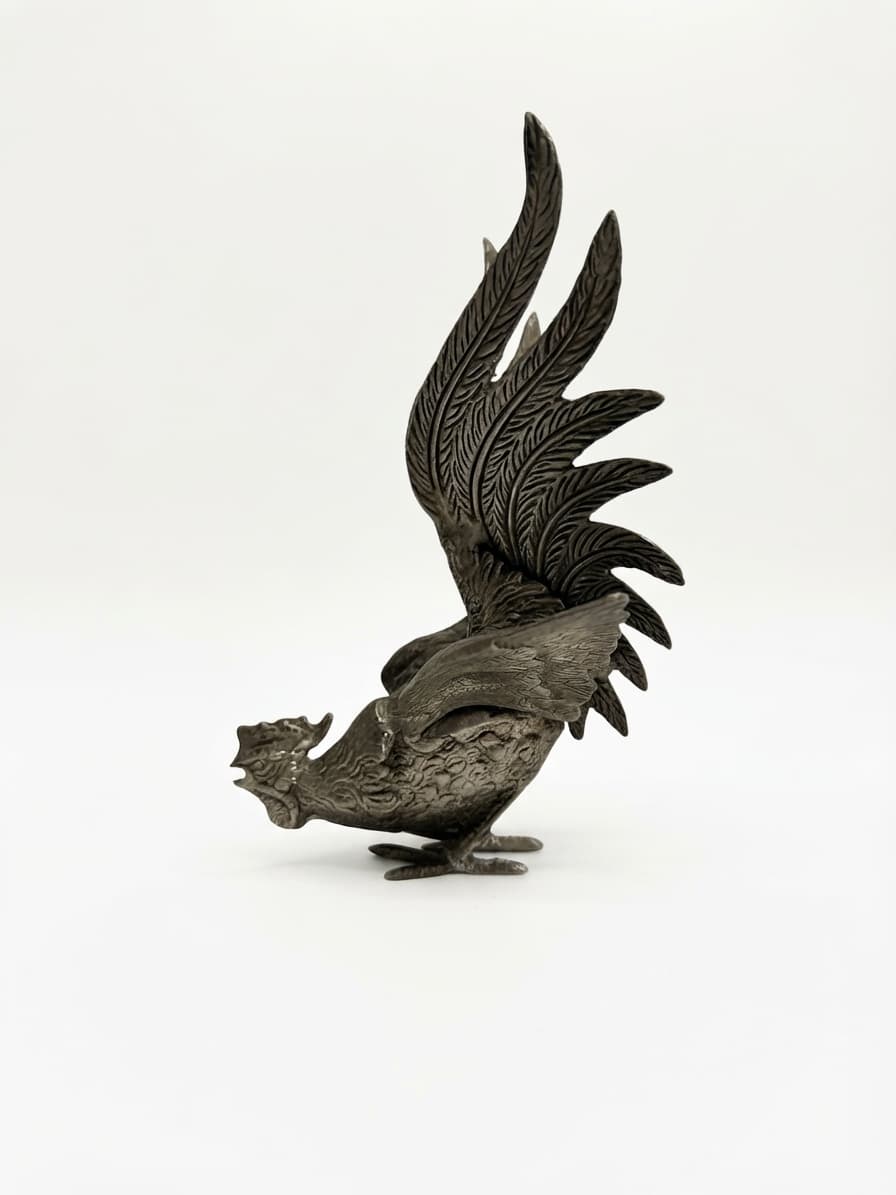 Vintage Fighting Rooster Figurines Silver-Toned Set of 2 — photo 1 of 10