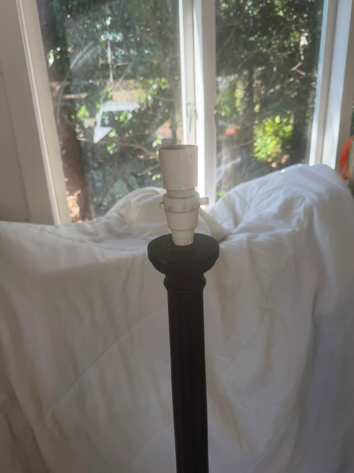 Vintage Floor Lamp Base Art Deco Fluted Column Dark Brown — photo 2 of 5