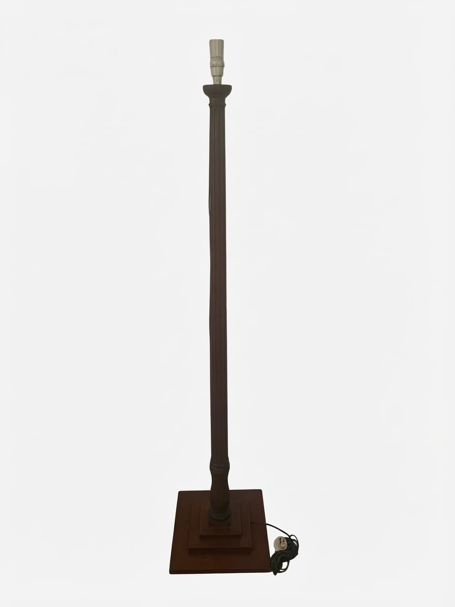 Vintage Floor Lamp Base Art Deco Fluted Column Dark Brown — photo 1 of 5