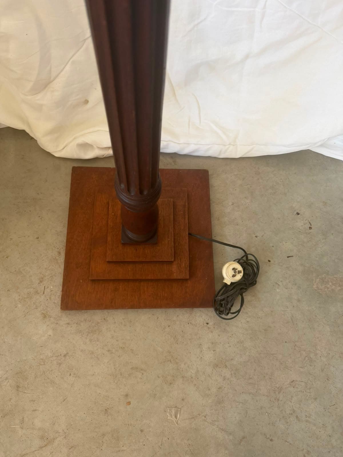 Vintage Floor Lamp Base Art Deco Fluted Column Dark Brown — photo 3 of 5