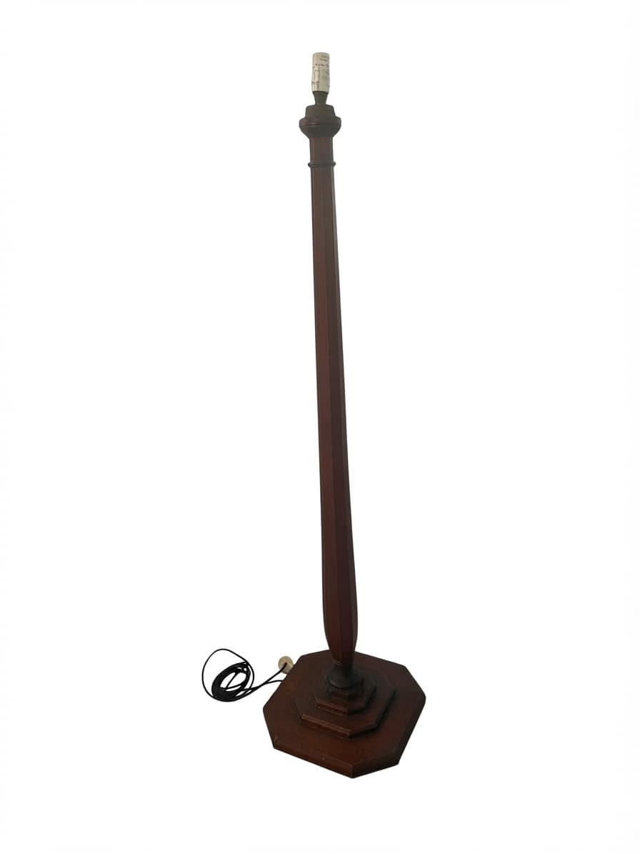 Vintage Floor Lamp Traditional Hexagonal Base Dark Wood — photo 1 of 4
