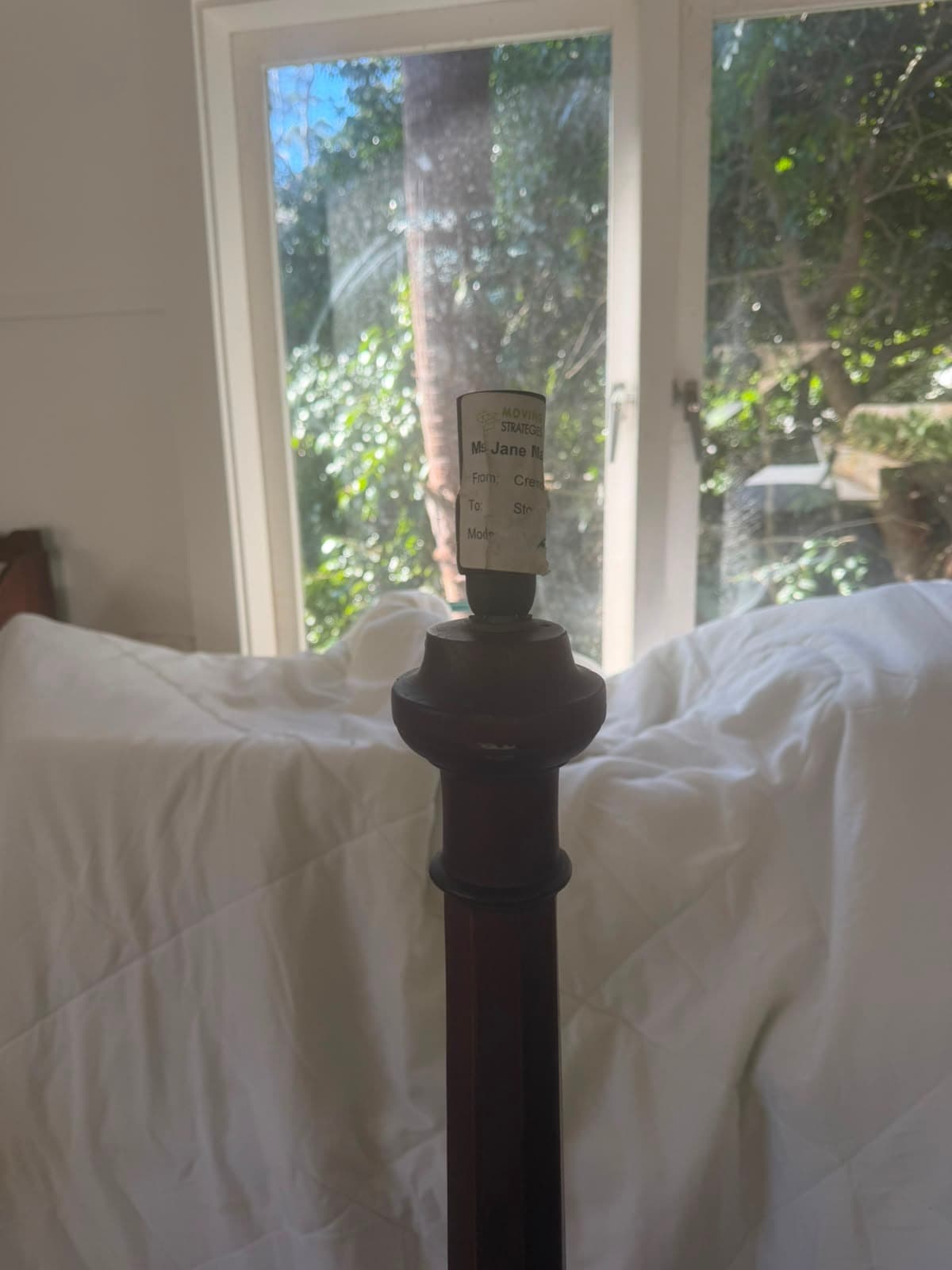 Vintage Floor Lamp Turned Column Octagonal Base Dark Brown — photo 2 of 5