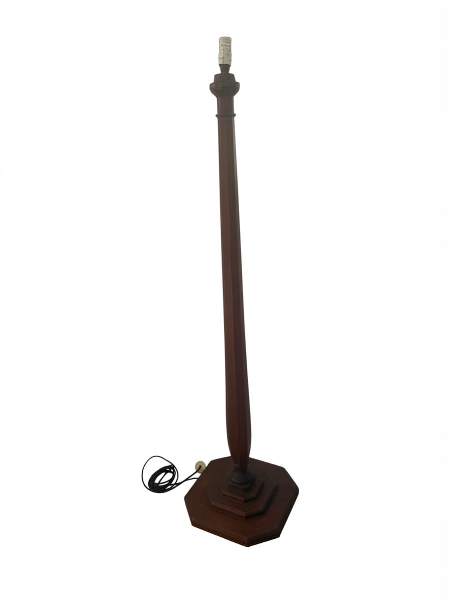 Vintage Floor Lamp Turned Column Octagonal Base Dark Brown — photo 1 of 5