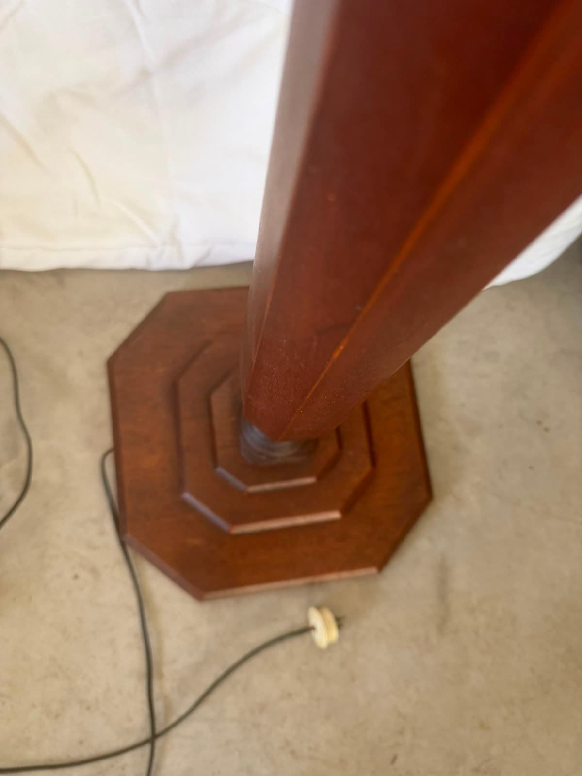 Vintage Floor Lamp Turned Column Octagonal Base Dark Brown — photo 5 of 5