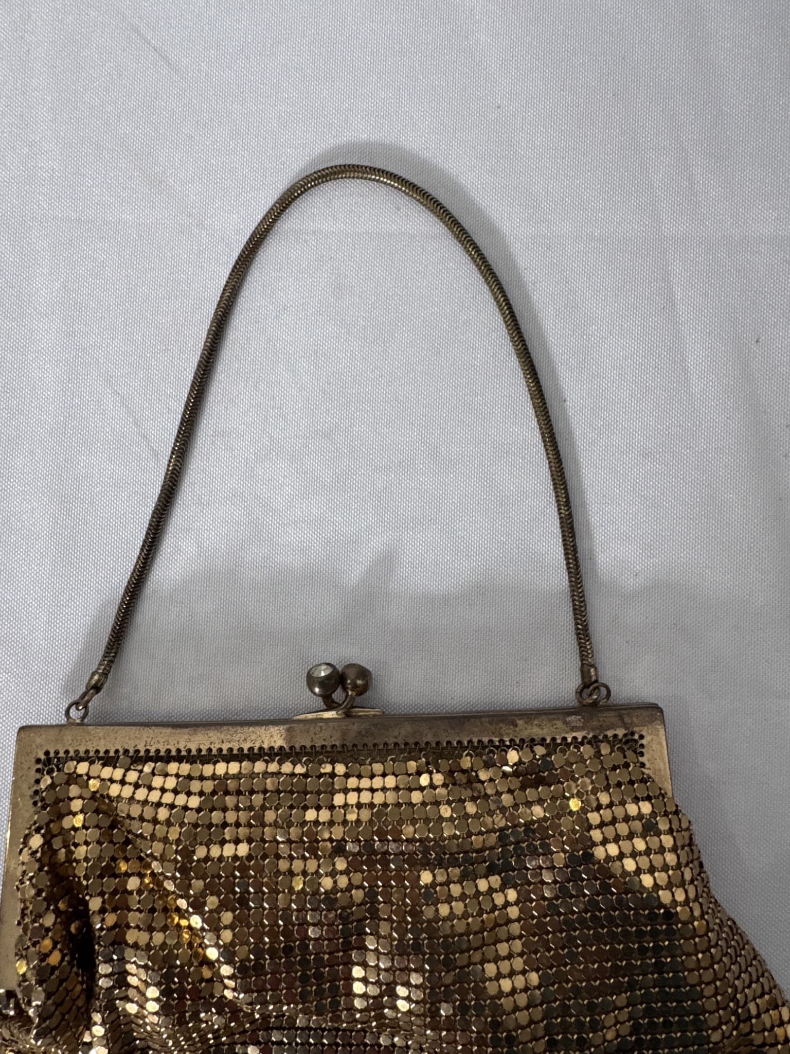 Vintage Gold Tone Metal Mesh Evening Bag Clutch — photo 3 of 6