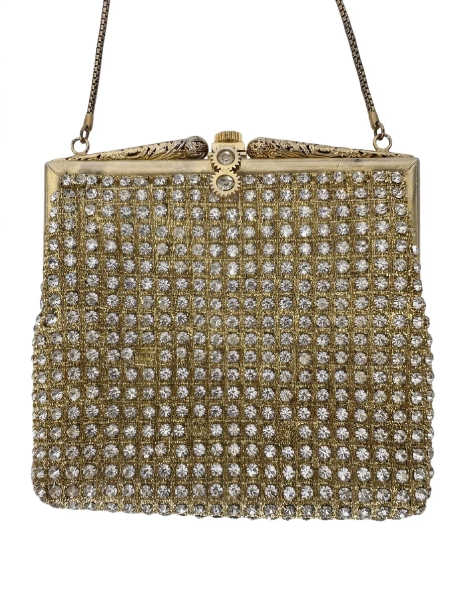 Vintage Gold Tone Rhinestone Mesh Evening Bag — photo 1 of 7