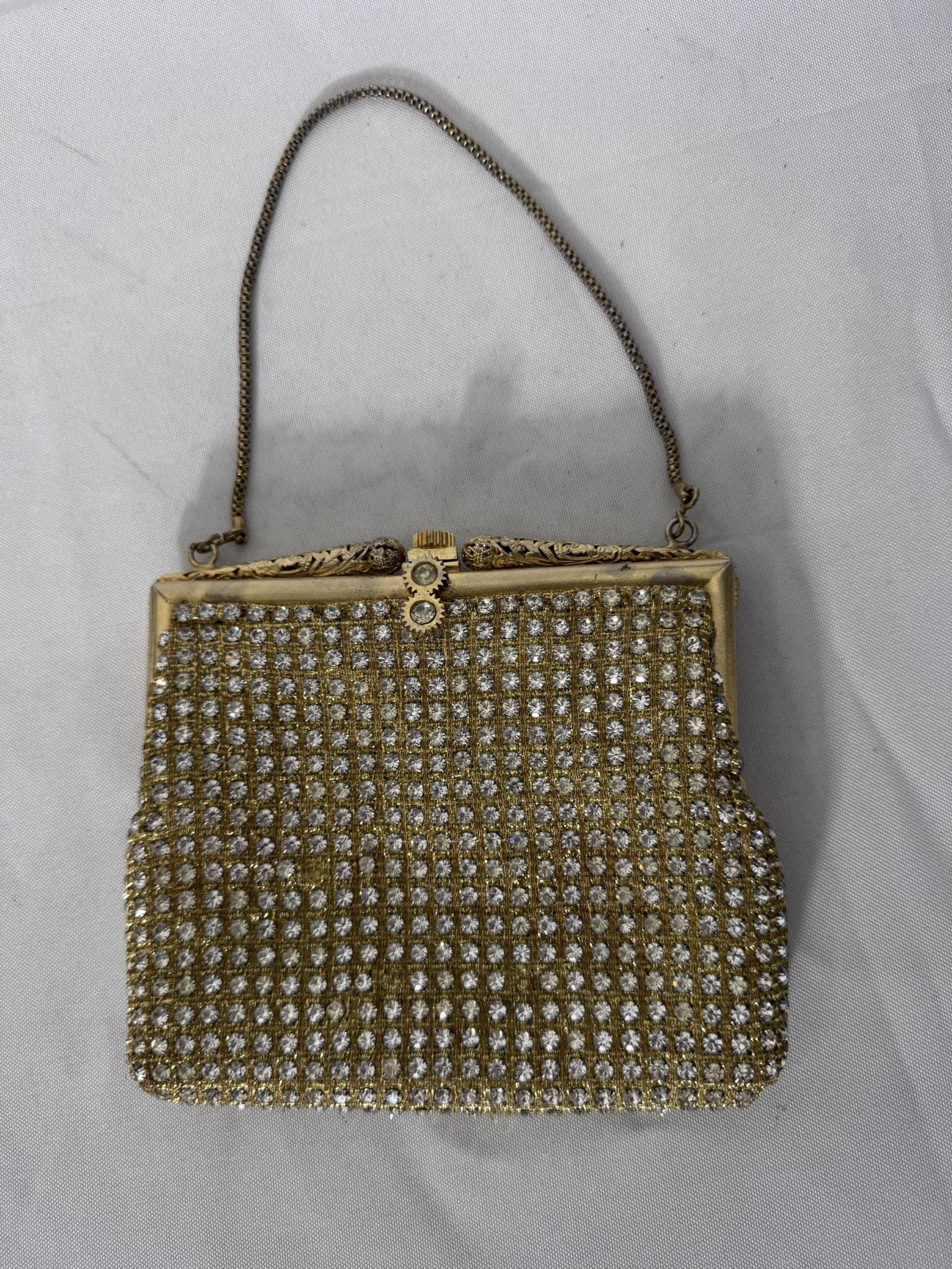 Vintage Gold Tone Rhinestone Mesh Evening Bag — photo 4 of 7
