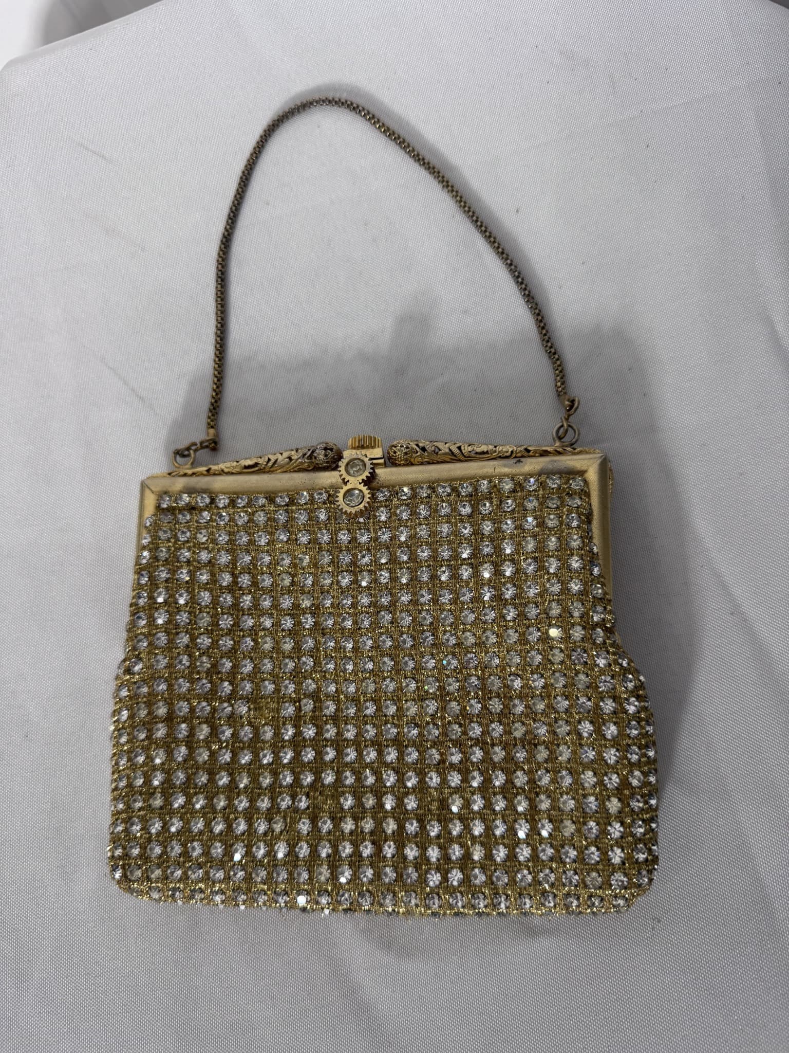 Vintage Gold Tone Rhinestone Mesh Evening Bag — photo 7 of 7
