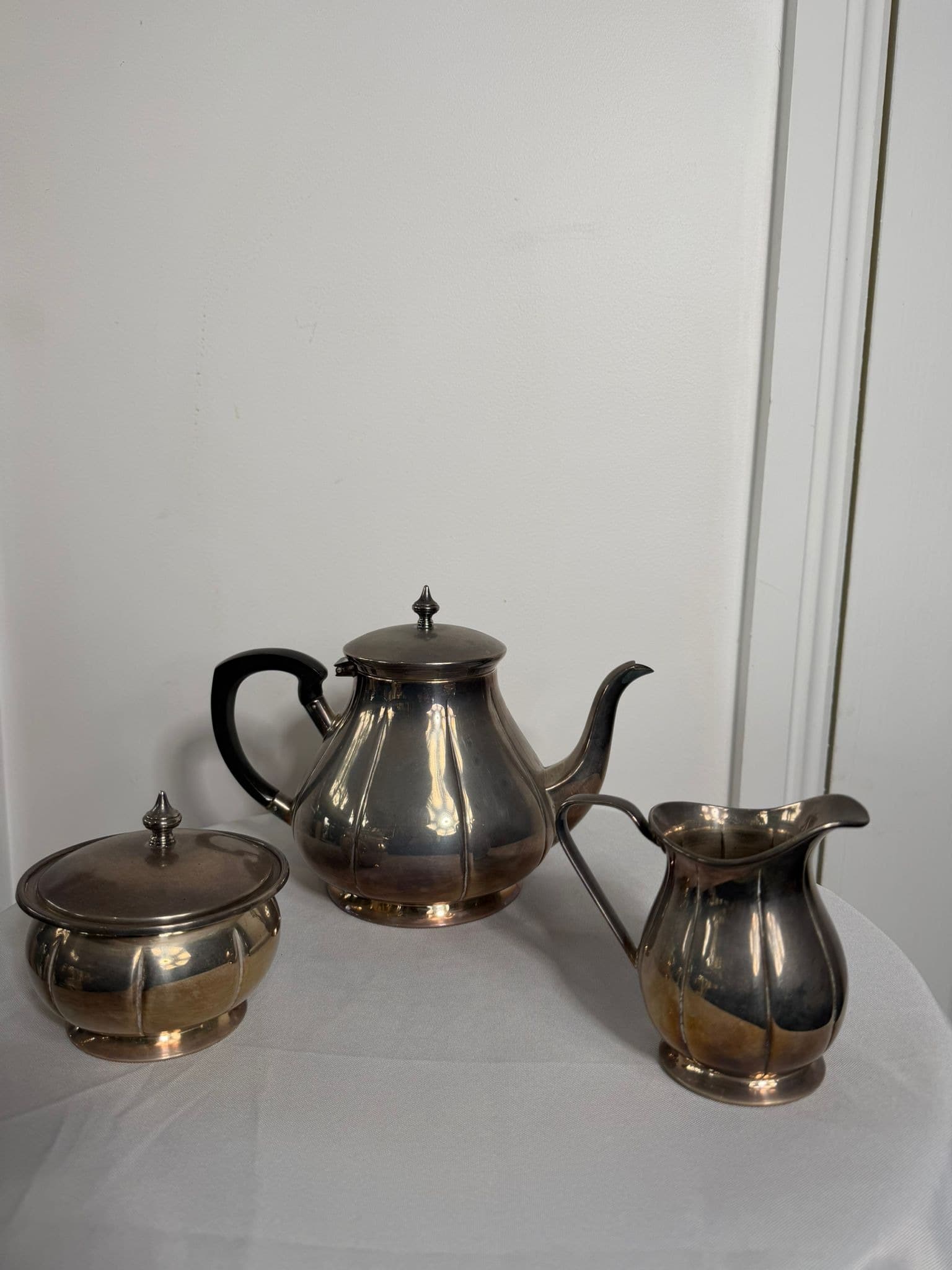 Vintage Hand Fluted E.P.C. Silver Plated Tea Service Set - Made In England — photo 2 of 10