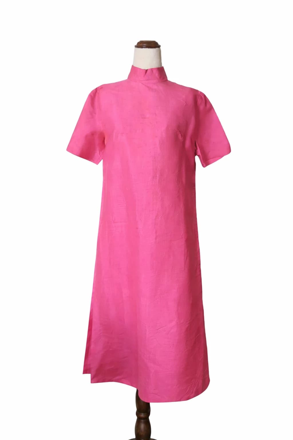 Vintage Hot Pink Silk Cheongsam Style Shift Dress — photo 1 of 6
