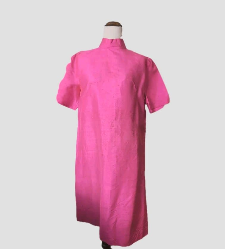 Vintage Hot Pink Silk Cheongsam Style Shift Dress — photo 2 of 6