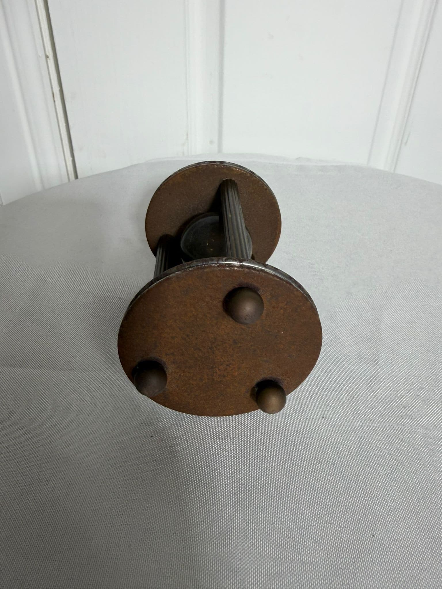 Vintage Industrial Style Brass and Wood Hourglass Sand Timer — photo 3 of 7