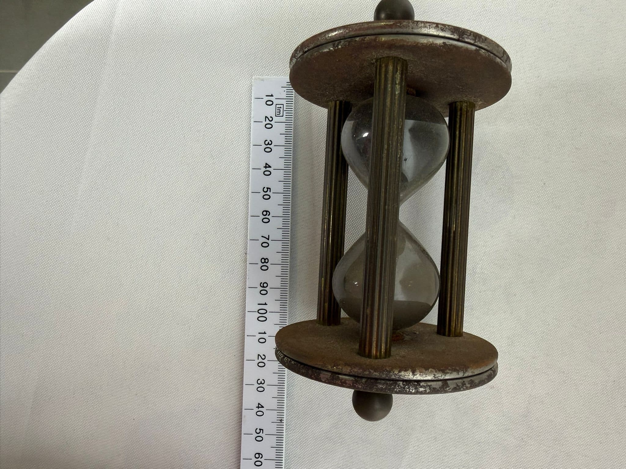 Vintage Industrial Style Brass and Wood Hourglass Sand Timer — photo 5 of 7
