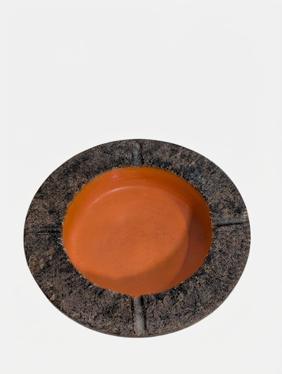 Vintage Italian Ceramic Ashtray Mid Century Modern Orange and Granite — photo 1 of 4