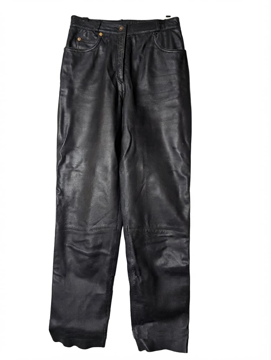Vintage Leather Trousers Black With Gold Tone Studs Size 44 — photo 1 of 10