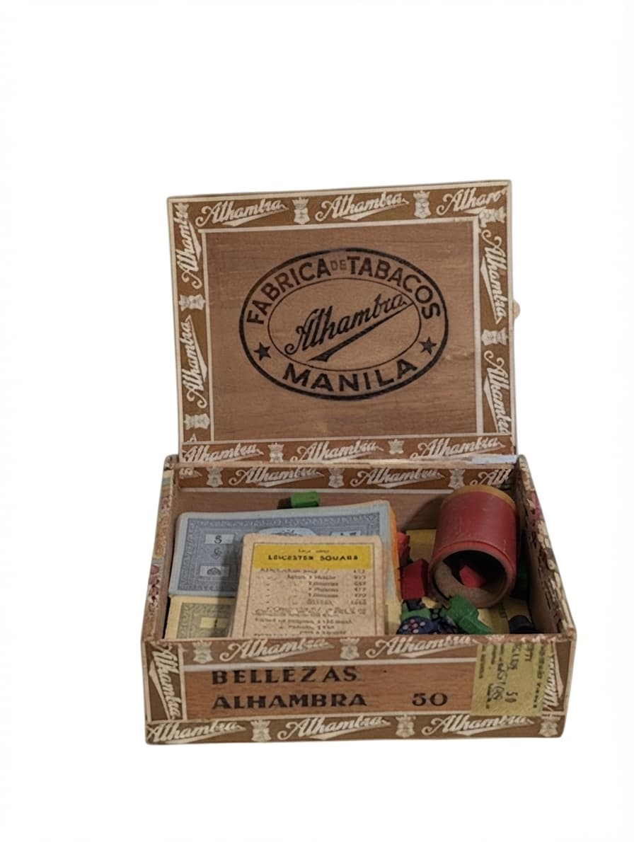 Vintage Monopoly Game Set in Collectible Alhambra Cigar Box — photo 1 of 3