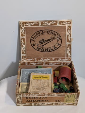 Vintage Monopoly Game Set in Collectible Alhambra Cigar Box — photo 3 of 3